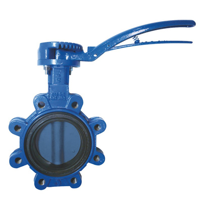 Przepustnica z otworami gwintowanymi SYLAX z napędem ręcznym dźwigniowym, dysk: GGG40 epoksydowany, wykładzina: EPDM, korpus: GGG40 epoksyd., Pnom 1,6 MPa, tmax=120 st.C DN 150