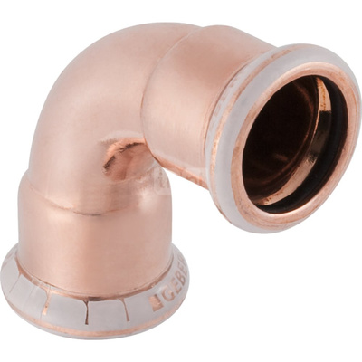 Kolano 90' GEBERIT Mapress Kupfer, miedź, 12 mm, DN 10 x 12 mm x DN 10 (mufa zaprasowywana x mufa zaprasowywana), (głębokość: 14 mm) z uszczelką