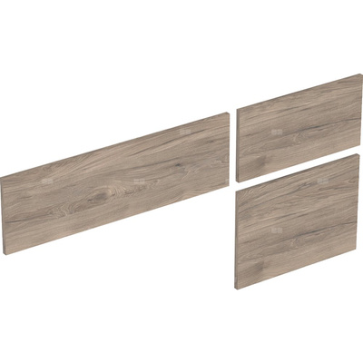 Zestaw frontów szuflad (3 szt.) do dolnej szafki pod umywalkę stawianą na blat variform GEBERIT, kol. orzech włoski hickory melamina, struktura drewna szer.1200 mm