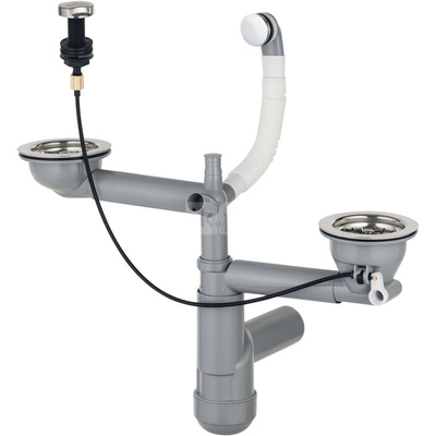 Osprzęt space-saver lux do zlew. granitowych 1,5-kom.3,5 przelew w komorze z korkiem automatycznym