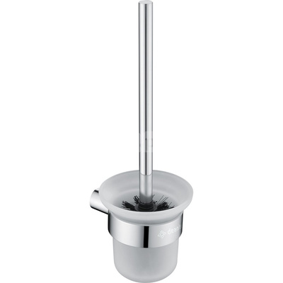 Round szczotka wc z pojemnikiem, wisząca, chrom