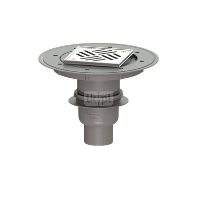 Wpust Classic DN70, odpł. pion. z nasadką Variofix i kratką/ramą nierdz. 138 x138