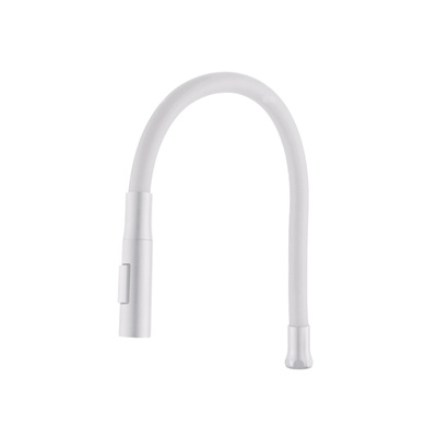 ELASTYCZNA WYLEWKA 2F Z PRZYCISKIEM DO BATERII ZLEW, BIAŁA