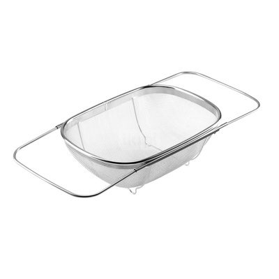 Koszyk stalowy do odsączania warzyw i owoców o wymiarach 35-55x24x10 cm