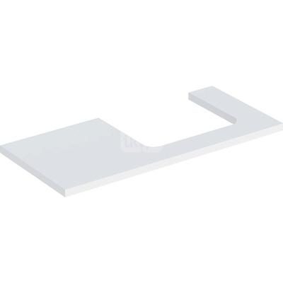 Blat pod umywalkę Geberit ONE z wycięciem, do prostokątnej umywalki nablatowej: B=104.2cm, Biały, Przekrój=Prawa strona, Lakierowany matowy