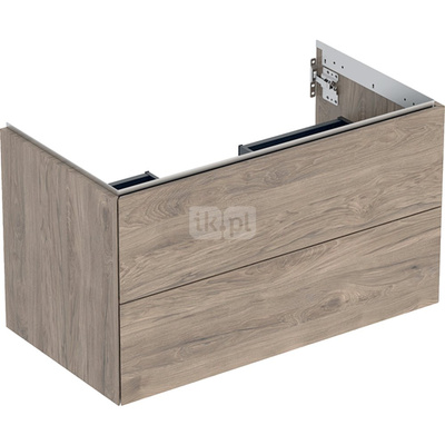 Szafka pod umywalkę Geberit ONE, z dwoma szufladami: Szerokość umywalki=90cm, Orzech włoski hickory, Melamina, struktura drewna