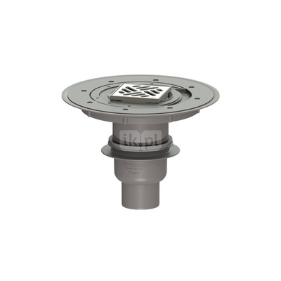 Wpust KESSEL Classic z 1 przyłączem DN 70, odpływ pionowy (zdejmowany), kratka 95x95mm stal nierdzewna