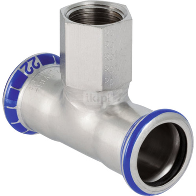 Trójnik GEBERIT Mapress Edelstahl przejściowy stal nierdzewna 18 mm x 3/4'' x 18 mm (mufa zaciskowa x GW x mufa zaciskowa)