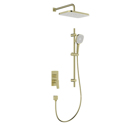 Zestaw natryskowy Malaga, podtynkowy z drążkiem przesuwnym, PVD brushed light gold