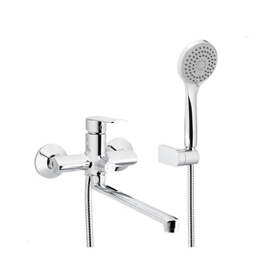 Bateria AGAT wannowo-umywalkowa ścienna z natryskiem punktowym chrom