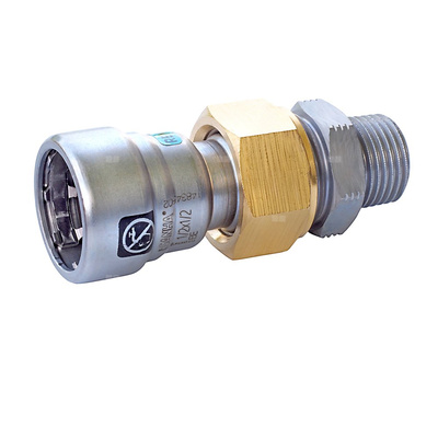 Śrubunek z uszczelką SANHA Heavy Steel Press, stal, 1 1/4'' (GW x GZ)