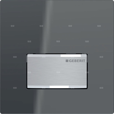 Przycisk uruchamiający Geberit typ 50 do systemu spłukiwania pisuarów z pneumatycznym uruchamianiem spłukiwania, kwadratowy: 13x13x1.2cm, Lava, Materiał=Cynkowy odlew ciśnieniowy / szkło