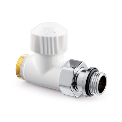 Zawór termostat. Thera Design, biały, prosty, 1/2", konieczne złączki FEM24C/FEM24P/FEM24M