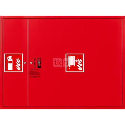 Hydrant DN 25 FIT zawieszany z miejscem na gaśnicę obok zwijadła, wąż 30 m, zamek patent, RAL 3000