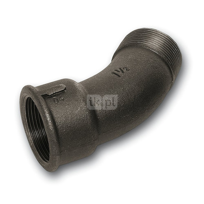 Łuk 45' SANHA 40#, żeliwo (czarny), 3/4'' (GW x GZ)