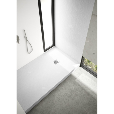 Brodzik akrylowy zintegrowany z nośnikiem Stabilsound Plus® oraz obudową akrylową przeciągniętą do podłogi New Horizons White Stone 90x180x12cm, prostokątny