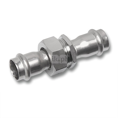 Śrubunek SANHA NiroSan Press trzyczęściowy, stal nierdzewna, 22 mm (zw x zw)