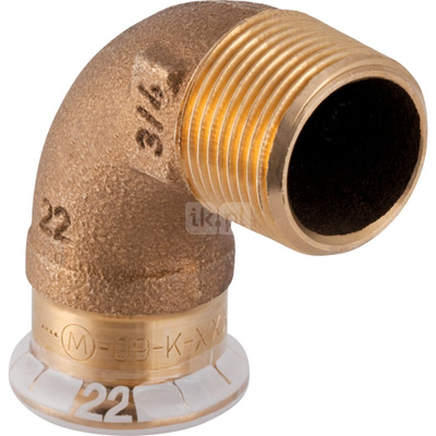 Kolano 90' GEBERIT Mapress Kupfer FKM przejściowe, miedź, 3/4'' x 22 mm (GZ x mufa zaprasowywana), (głębokość: 27 mm) z uszczelką