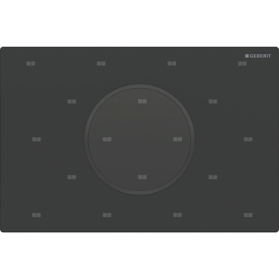 Przycisk uruchamiający Geberit Sigma10 do systemu spłukiwania WC z elektronicznym uruchamianiem spłukiwania, okrągły, z zabezpieczeniem: Płyta: czarny mat, z powłoką easy-to-clean, Pierścień ozdobny: czarny