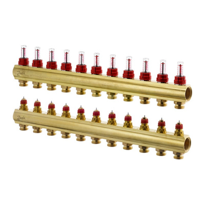 Rozdzielacz 11+11 Rotametr Danfoss BIV, mosiądz