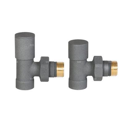 Komplet zaworów grzejnikowych – zasilenie + powrót, kątowy, grafit strukturalny