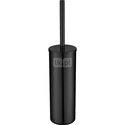 Round szczotka wc z pojemnikiem, wolnostojąca, nero