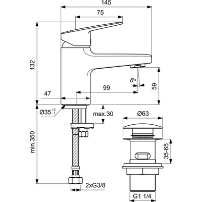 CERAPLAN BATERIA UMYWALKOWA H60 RMTD PU/CLICK 5L