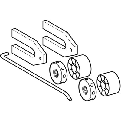 Elementy mocujące Geberit do wiszącej miski WC, mocowanie z boku, i bidetu wiszącego, mocowanie z boku