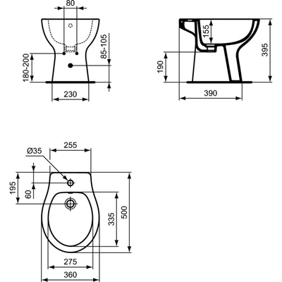 SIMPLICITY Bidet stojący 50x36