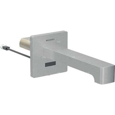 Bateria umywalkowa Geberit Brenta, ścienna: Imitacja stali nierdzewnej / Szczotkowany, powlekany easy-to-clean, L=22cm