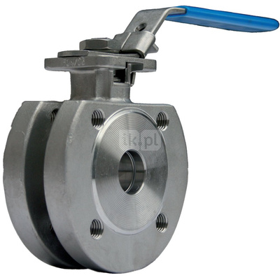 Typ HKW - zawór odcinający kulowy z napędem ręcznym, przyłącza: kołnierzowe, korpus dwuczęściowy, Pnom 4,0 MPa, tmax=100 st.C. DN 50