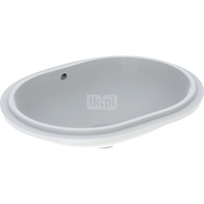 Umywalka GEBERIT Variform eliptyczna, biała, 625mm, bez otworu na baterię, z odpływem przelewowym, bez półki