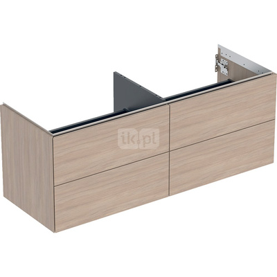 Szafka pod umywalkę nablatowa Geberit ONE, z czterema szufladami: 50.4x47cm, Szerokość umywalki=135cm, Dąb / Melamina, struktura drewna