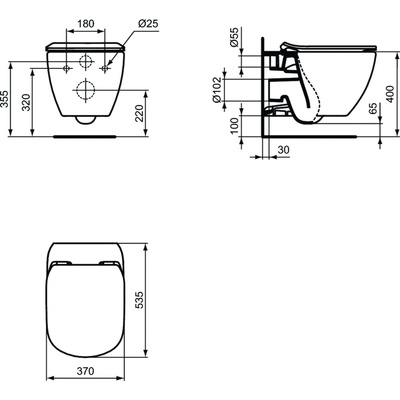 Miska WC wisząca IDEAL STANDARD TESI porcelana szklista kolor czarny matowy