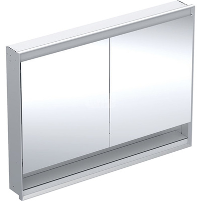 Szafka z lustrem Geberit ONE z wnęką i ComfortLight, z dwoma drzwiami, montaż podtynkowy, wysokość 90 cm: B=120cm, Aluminium anodyzowane