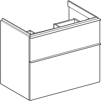 Szafka pod umywalkę Geberit iCon, z dwoma szufladami: Szerokość umywalki=75cm, Korpus i front: szary piaskowy / lakierowany, wysoki połysk, Uchwyt: szary piaskowy / malowany proszkowo, matowy