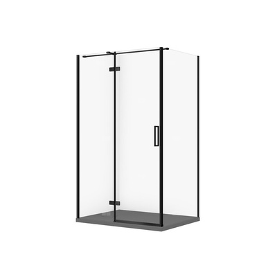 SET C581 KABINA CITY LEWA CZARNA 120X90X195+TAKO SLIM SZARY MAT WIR