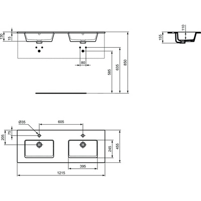 TEMPO UMYWALKA 121X45 2-OTW