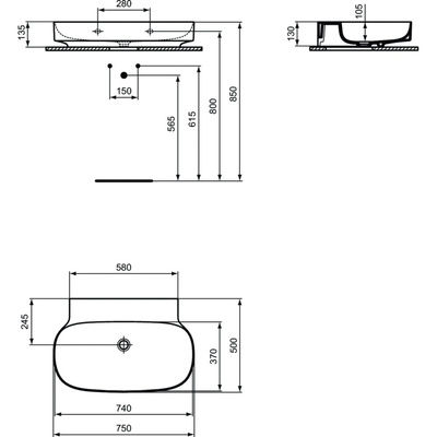 LINDA-X Umywalka 75 NTH NOF GRND GLS