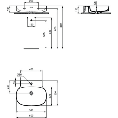 LINDA-X Umywalka 60 1TH OF GRND GLS