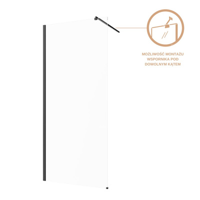 Kabina walk-in szkło transparentne profil czarny