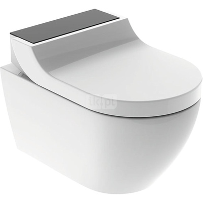 Urządzenie WC z funkcją higieny intymnej Geberit AquaClean Tuma Comfort, wisząca miska WC: Miska ustępowa: biały / KeraTect, Panel dekoracyjny: szkło czarne