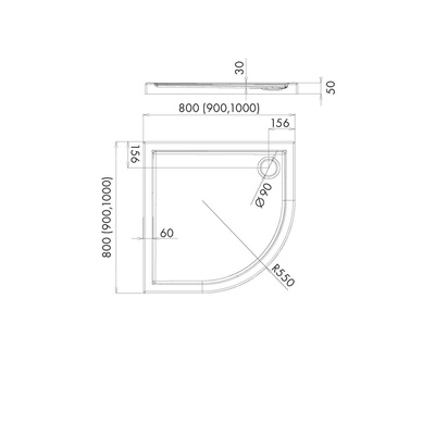 Brodzik kompozytowy Stabilsound Plus® Corrina 100x100x5 cm R55, półokrągły