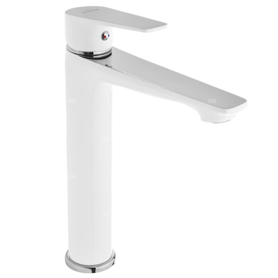 Wysoka bateria umywalkowa Dokos biała