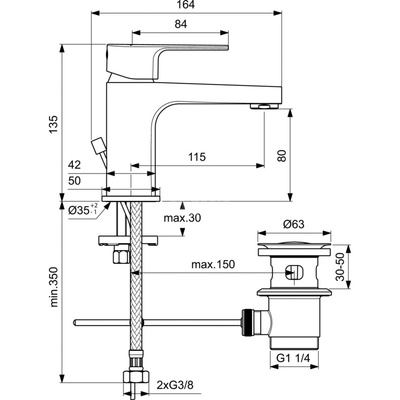 CERAFINE D BATERIA UMYWALKOWA H80 RMTD5L PU/MET
