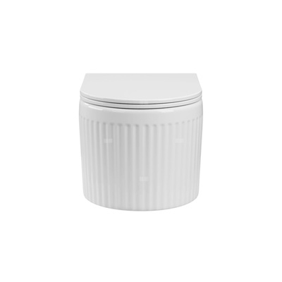 Podwieszana, ryflowana miska WC Glamour z systemem cichego spłukiwania (QFS) i deską wolnoopadjącą