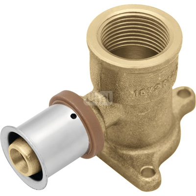 Kolano ścienne mosiężne z uszami GW ultraPRESS - 20 Rp3/4" L = 54 mm