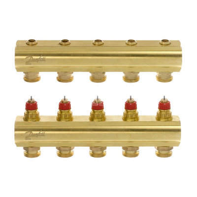 Rozdzielacz 5+5 Danfoss BIV, mosiądz