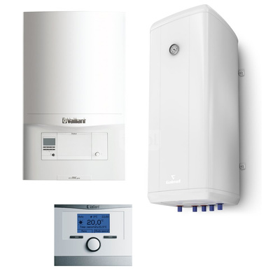 Pakiet - Kocioł gazowy jednofunkcyjny VAILLANT ecoTEC pro VC 186/5-3 kondensacyjny wiszący 5.7 - 20 kW + Czujnik c.w.u. + RegulatorcalorMATIC 350 + Zasobnik c.w.uVulcan 120L wiszący
