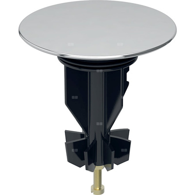 Pokrywa odpływu Geberit do zestawu odpływowo-przelewowego do umywalki Geberit, model oszczędzający przestrzeń, uruchamiany za pomocą dźwigni: Materiał=Tworzywo sztuczne, Chrom błyszczący